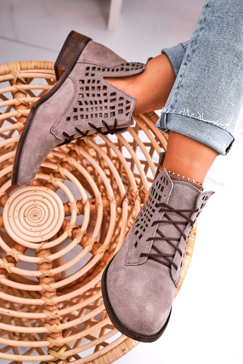 Women's Openwork Boots Suede Cappuccino Susannah