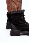 Women's Decorated Lace-up Ankle Boots Black Santelia