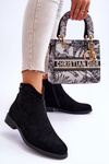 Women's Suede Flat Heel Boots Black Liana