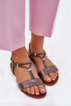 Ladies Flat Sandals With Straps S.Barski KV51-120 Graphite