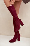 Women's Boots with Stitching on Block Heel Bordeaux Brivana