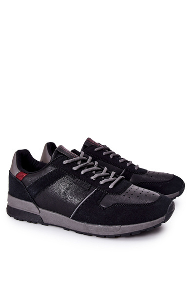 Buty Sportowe Skórzane Memory Foam Big Star Czarne II174084