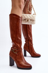 Women's Knee-High Boots with Heel and Decorative Detail Camel Rahallis