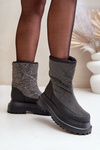 Embellished Snow Boots On Platform And Flat Heel Black Avivina