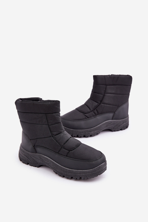 Men's Snow Boots With Zip Insulated With Fur Black Linnora