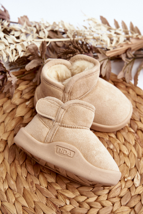 Children's Insulated Snow Boots with Faux Fur Lining Beige Benigna