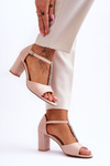 Women's Suede Sandals On Heel Beige Florines