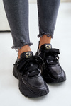 Skórzane Sneakersy Damskie CheBello 4583 Czarne 