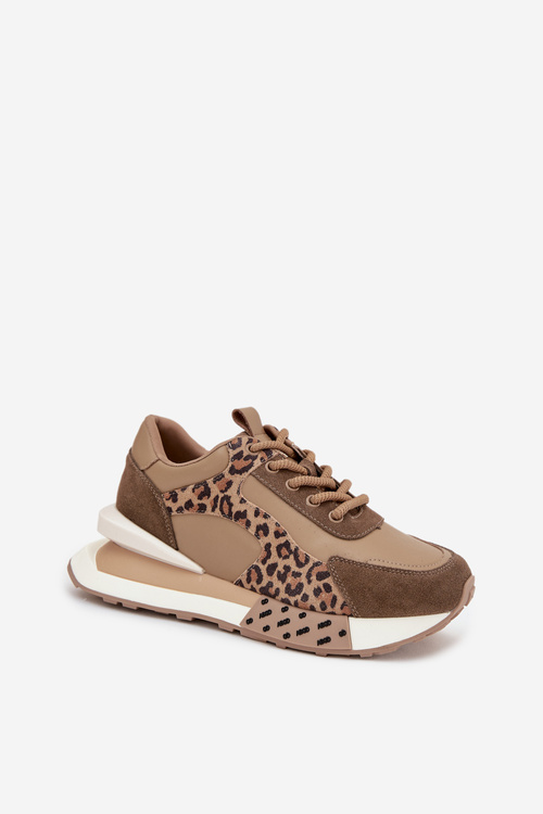 Leather Women's Sneakers On Platform Leopard Print Artiker 55C0089 Brown
