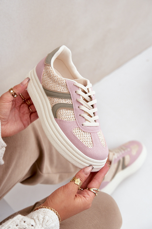 Damskie Sneakersy Z Plecionką Na Platformie Multikolor Lesida