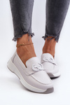 Light Grey Women's Platform Leather Moccasins S.Barski LR490