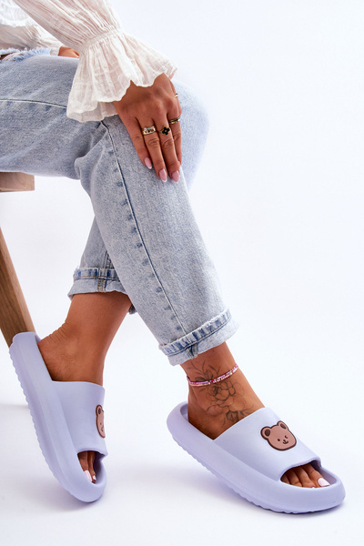 Klapki Lekkie Damskie Piankowe Miś Niebieskie Lia BG-130