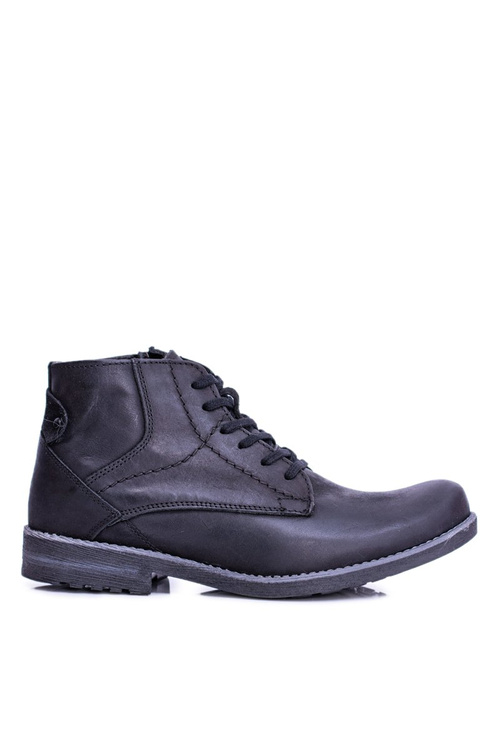 Men's Leather Boots With Zipper Warmed Black Komodo 731
