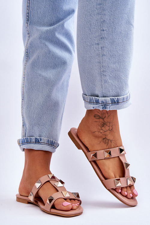 Women's Slippers With Large Studs Nude Mercure