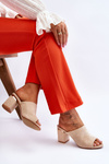 Women's Suede High Heel Slippers Beige Carter
