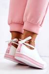Women's Leather Sneakers White and Pink Mikayla