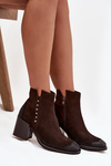 Women's Ankle Boots Made of Natural Suede on Heel Zazoo 1136 Chocolate