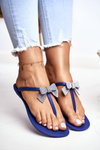 Women's Rubber Bows Navy Flip-Flops Georgia