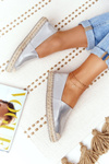 Espadryle Skórzane Pleciona Podeszwa Big Star Srebrne HH274504