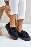 Women's Platform Moccasins with Bow Black Naivine