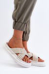 Women's Embellished Platform Slides White Niraela