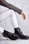 Women's Laquered Warm Boots With Ribbed Black Helia