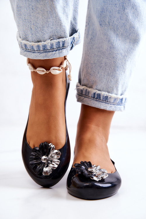 Baleriny Damskie Pachnące Gumowe Czarne ZAXY JJ285048