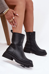 Women's ankle boots on platform and flat heel black Levira
