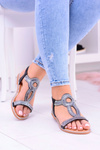 Women's Black Sandals with Zircons Rent
