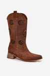 Open Women's Boots Made of Natural Suede on Block Zazoo 3793 Brown