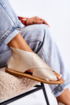 Women's Leather Sandals Broad Foot Gold Catalise