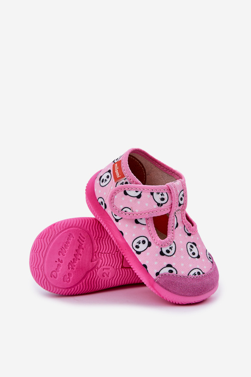 Kapcie Dziecięce Milami Elastyczne Na Rzepy Pandy Różowe Ambette