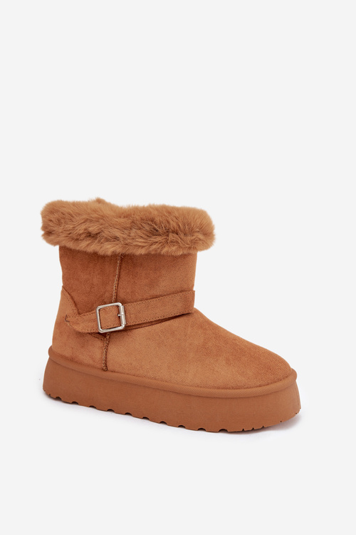 Women's Snow Boots On Platform With Buckle And Fur Camel Jesella