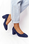 Suede Pumps On A Block Heel Sergio Leone PB178 Navy Blue