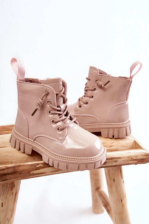 Lacquered Warm Boots Light beige Heidi