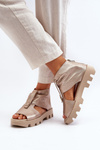 Zazoo 999 Leather Women's Sandals with Golden Zip