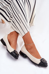 Leather Ballet Flats With Decoration D&A MK51-059 Beige
