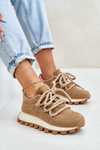 Sneakersy Buty Sportowe Damskie Eko Zamszowe Brązowe Riadella
