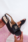 Elegant Women's Sandals On Flat Heel With Decoration S.Barski KV51-082 Black