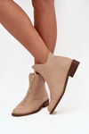 Leather Ankle Boots With Zipper Beige Zazoo 2785/079