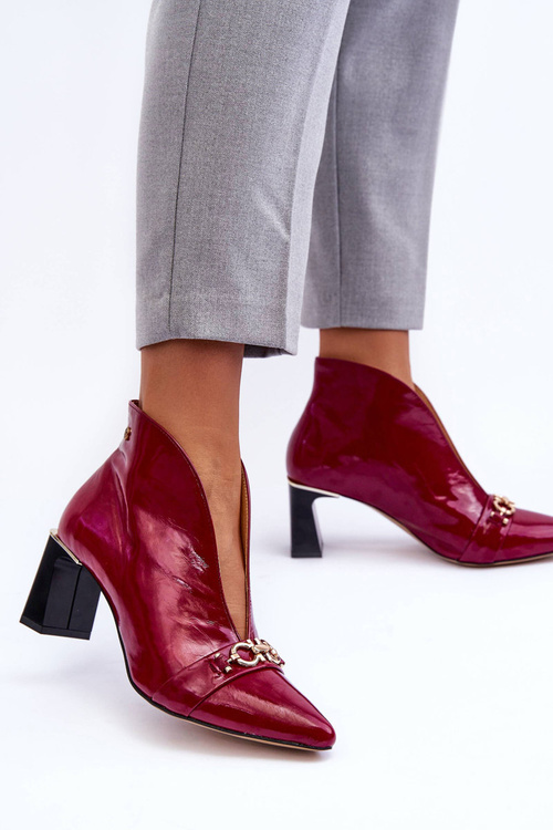 Leather Boots on Heel Maciejka 05262-15 Fuchsia