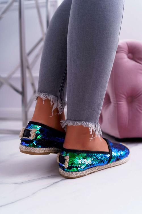 Espadryle Damskie Lu Boo Zielone Cekiny
