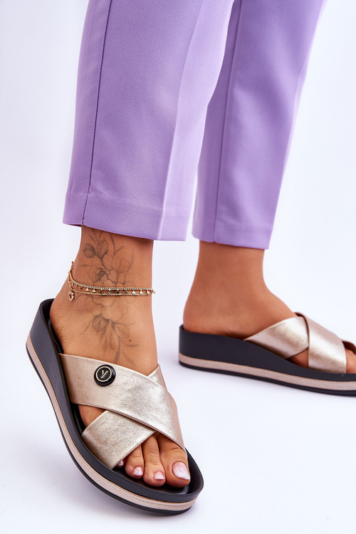 Women's Platform Slippers With Decoration gold Brooklyn