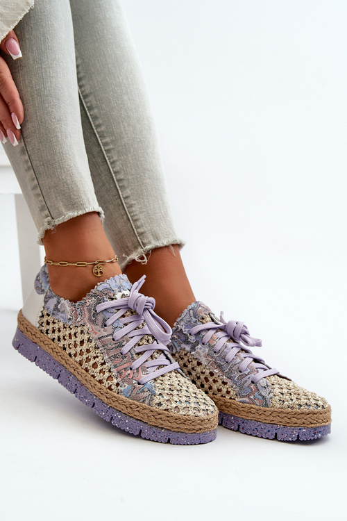 Półbuty Skóra Naturalna Damskie Maciejka Fioletowe 05897-05