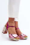Women's Flower Print Stiletto Sandals D&A CR980 Pink