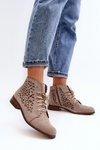 Lace-up Women's Openwork Boots Zazoo 2871 Beige