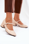 Lacquered Heels With Strap And Buckle Beige Savilae