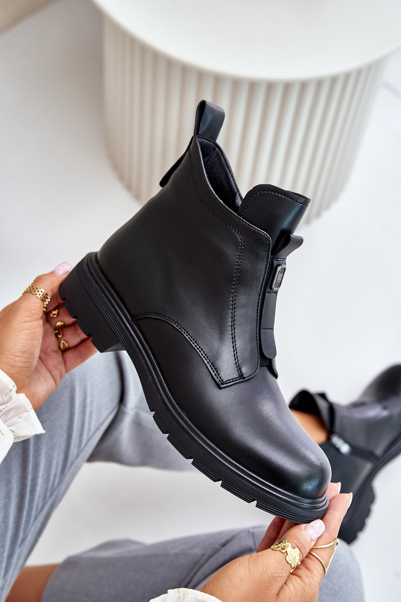 Flat heel ankle boots black best sale