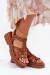 Eco Leather Women's Platform Sandals Camel Nendales