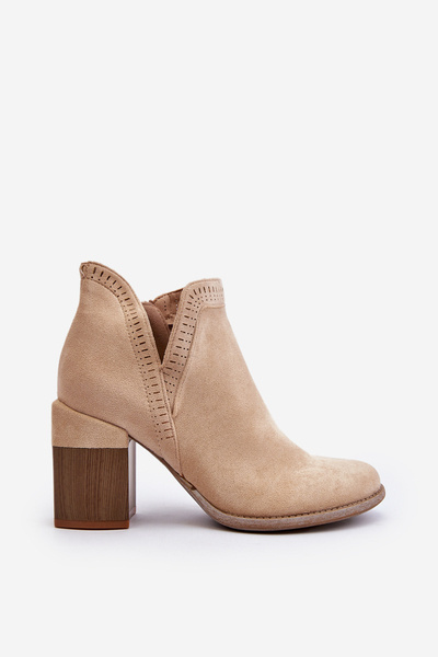 Ankle Boots on Chunky Heel with Cutout Light Beige Jolnima